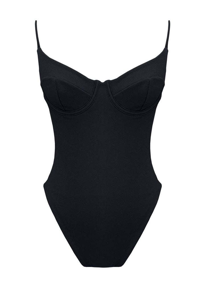 Bardot One Piece - Black Sand One Piece Naked Swimwear XS