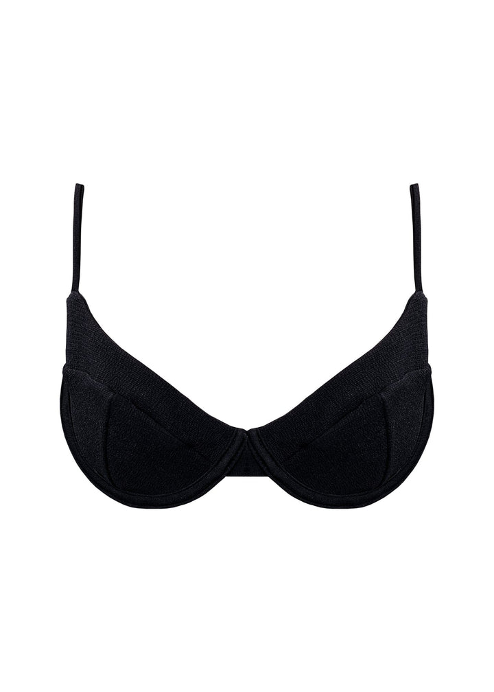 Bardot Top - Black Sand Top Naked Swimwear XS
