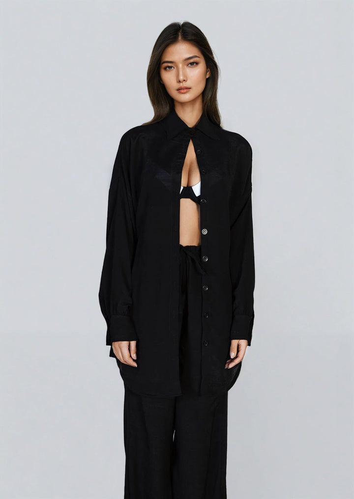 Zaya Shirt - Black Beachwear Chemise