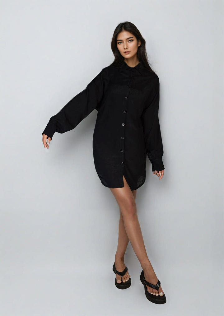 Zaya Shirt - Black Beachwear Chemise