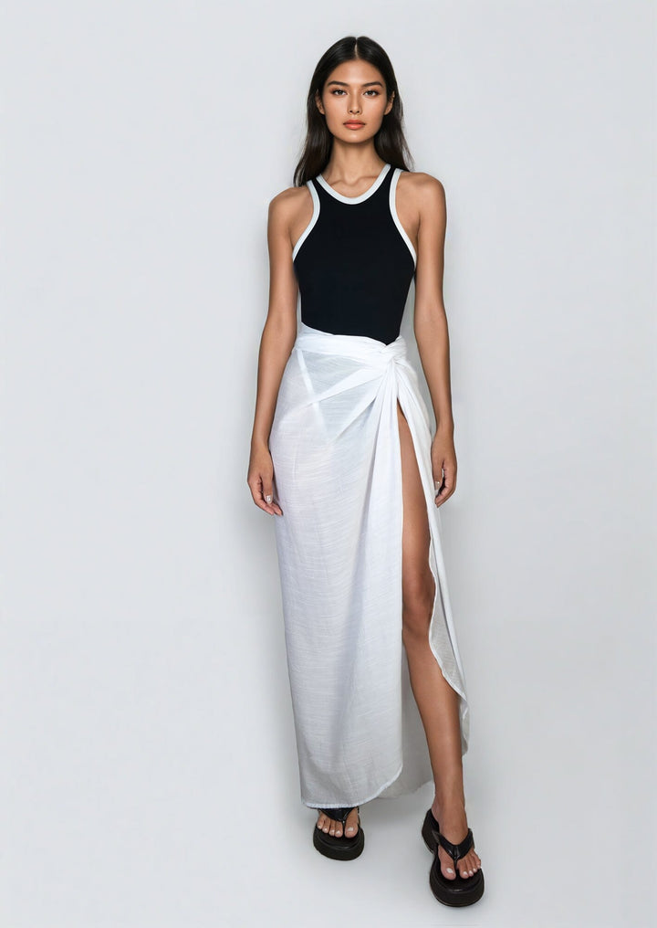 Long Sarong - White Beachwear Naked Swimwear