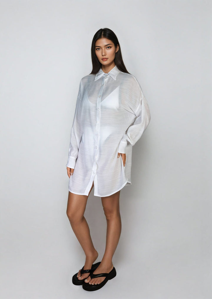 Zaya Shirt - White Beachwear Chemise
