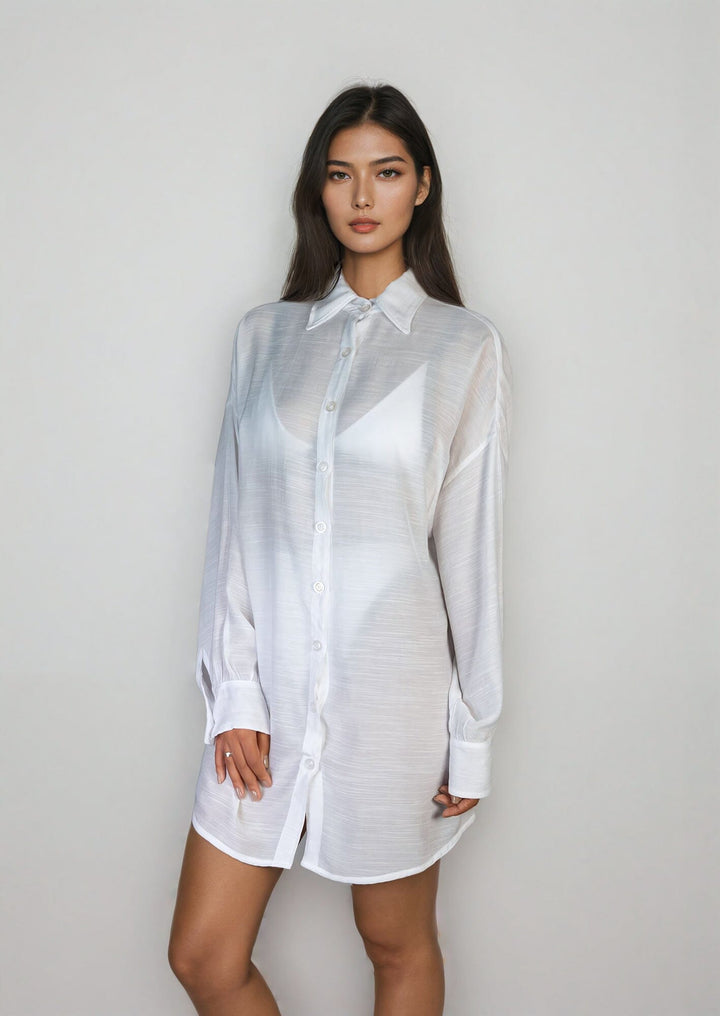 Zaya Shirt - White Beachwear Chemise