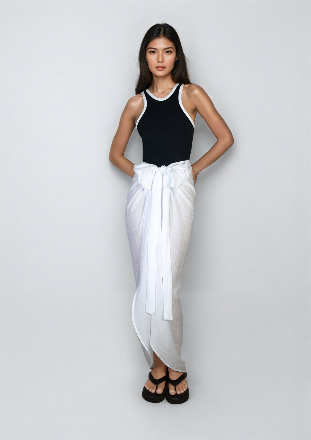 Long Sarong - White Beachwear Naked Swimwear