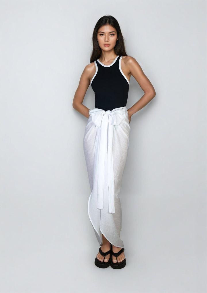 Long Sarong - White Beachwear Naked Swimwear