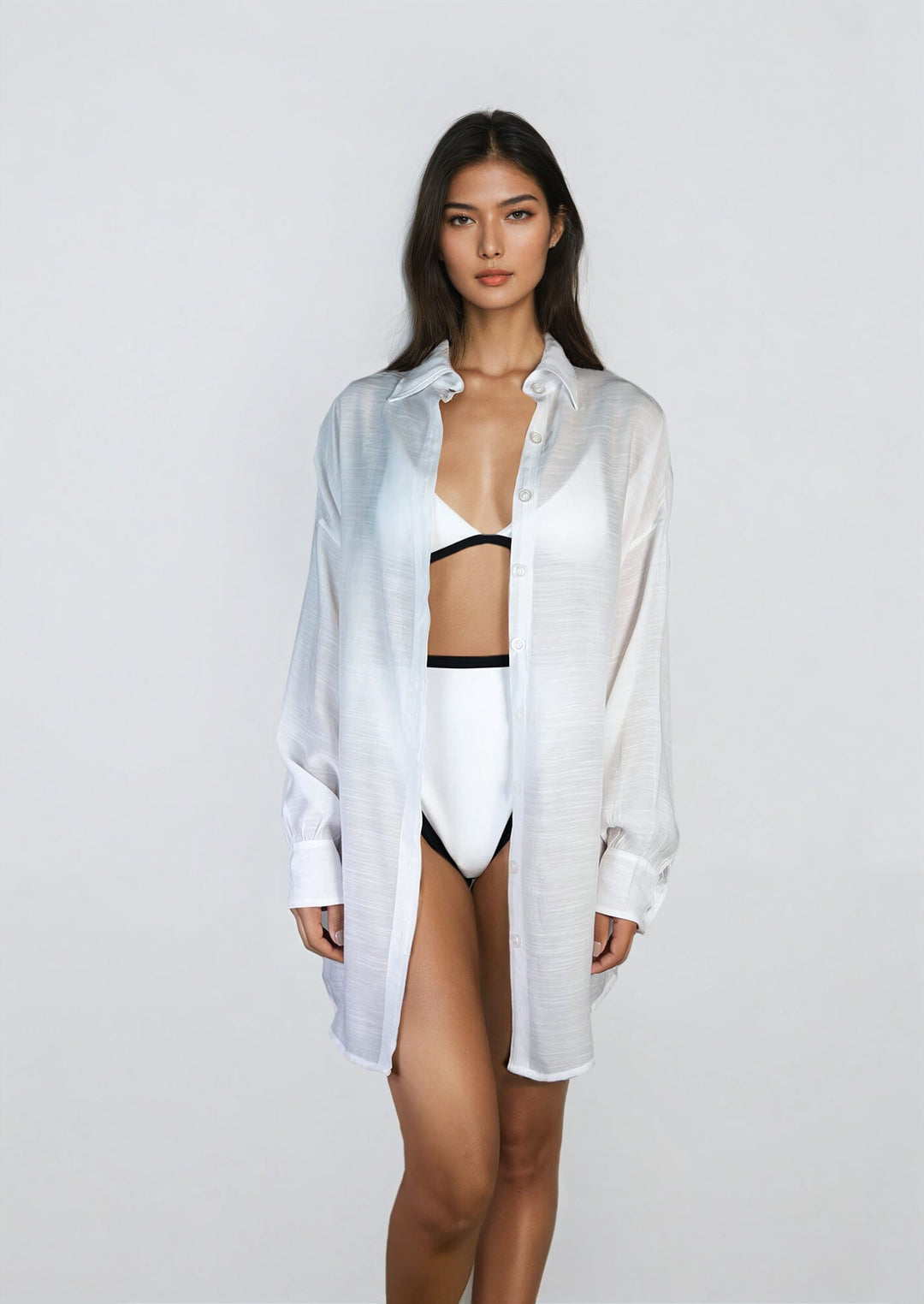 Zaya Shirt - White Beachwear Chemise
