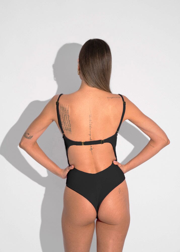 Bardot One Piece - Black Sand One Piece Naked Swimwear