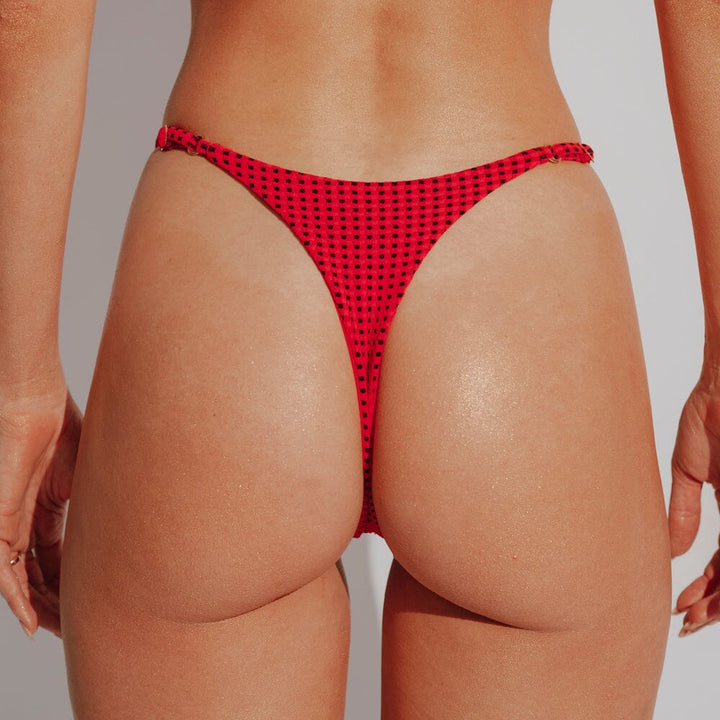 Calcinha Alana - Vichy Red Naked Swimwear PP Fio Dental