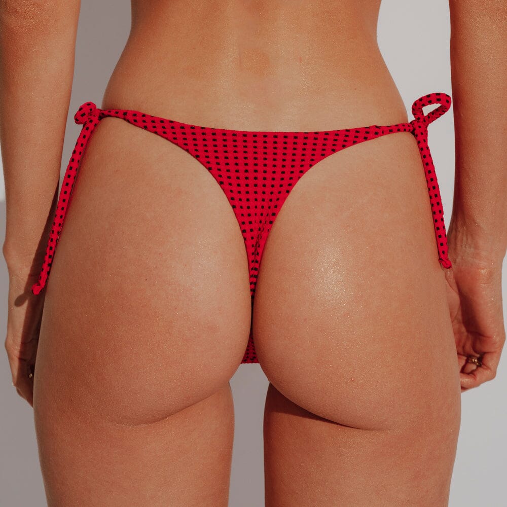 Calcinha Nina - Vichy Red Naked Swimwear PP Fio Dental 