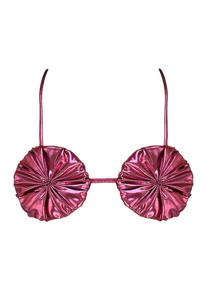 Estrella Top - Pink Metallic Top Naked Swimwear