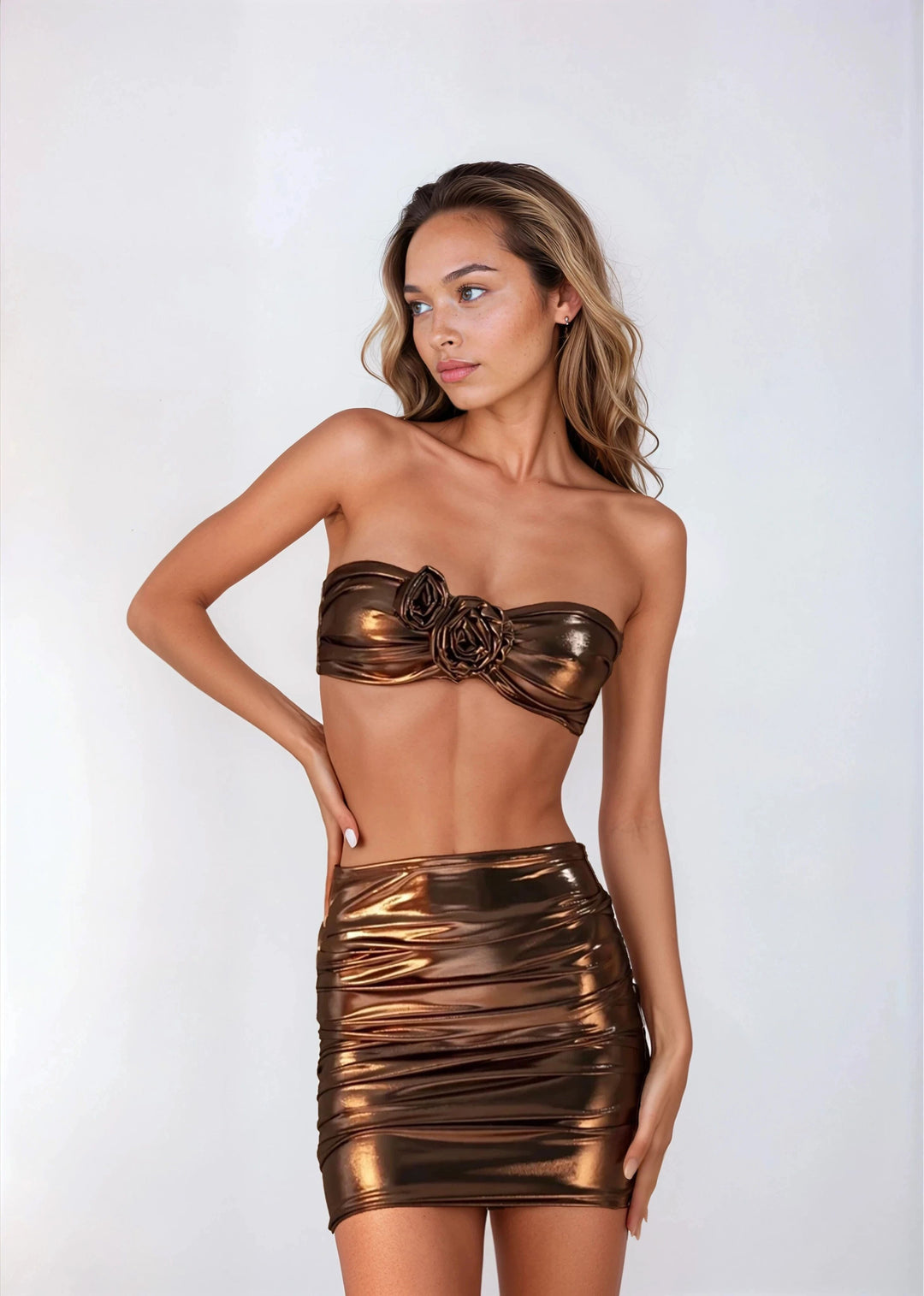 Iris Short Skirt - Bronze Metallic Iris short skirt 