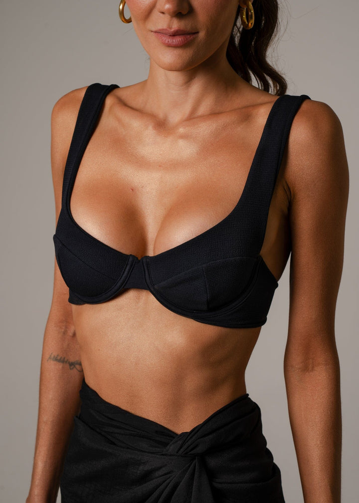 Brigitte Top - Black Sand Top Naked Swimwear 