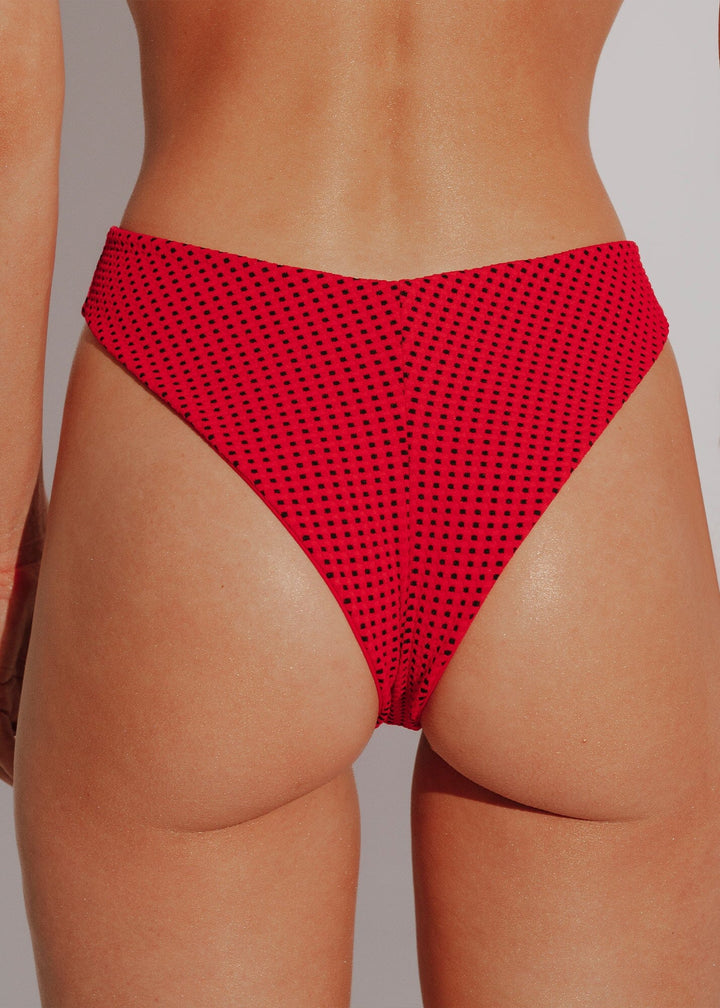 Brigitte Bottom - Red Vichy Naked Swimwear 