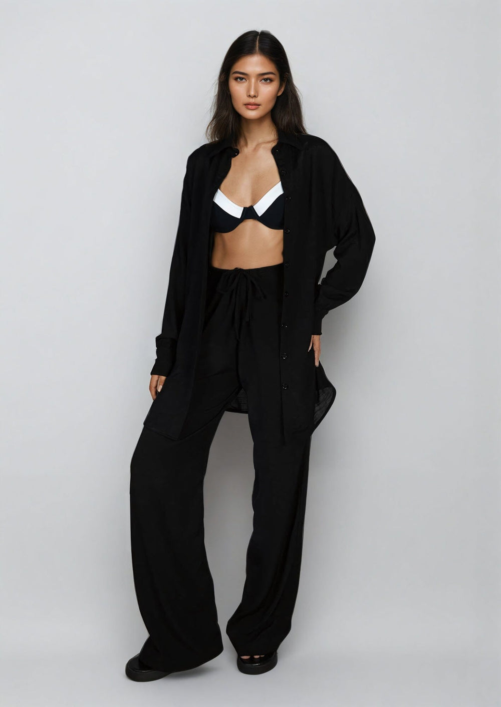 Zaya Shirt - Black Beachwear Chemise 