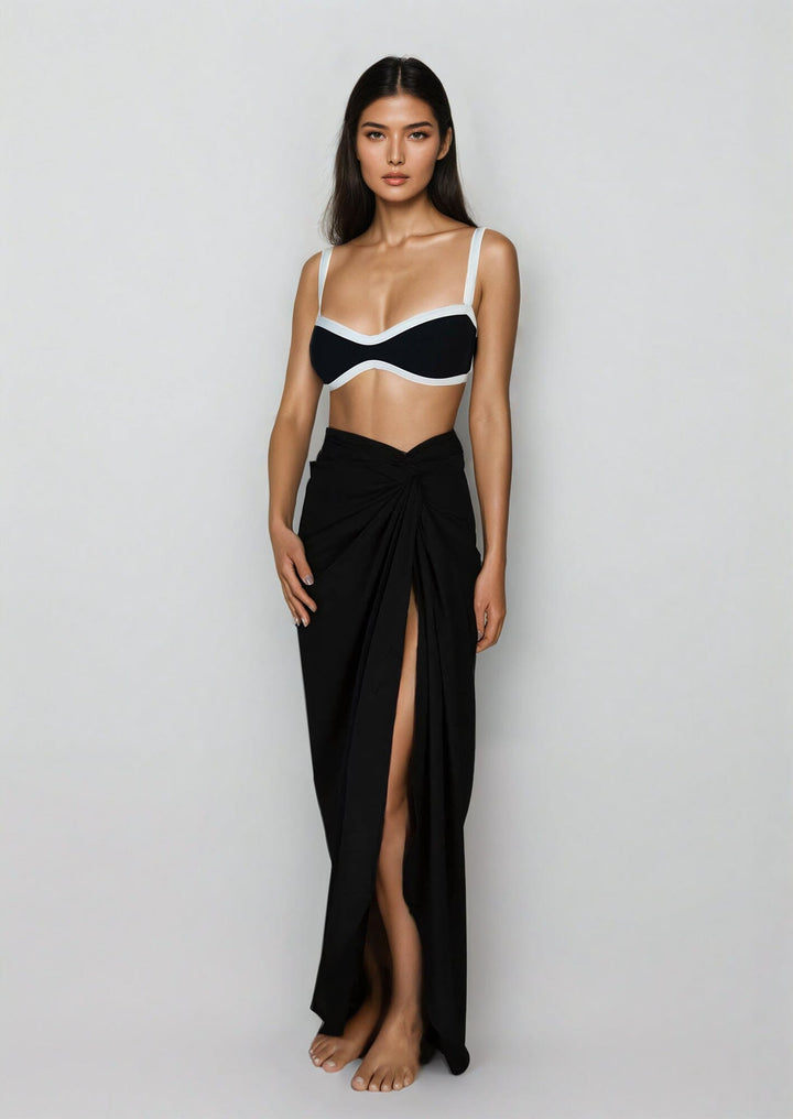 Long Sarong - Black Beachwear Naked Swimwear 
