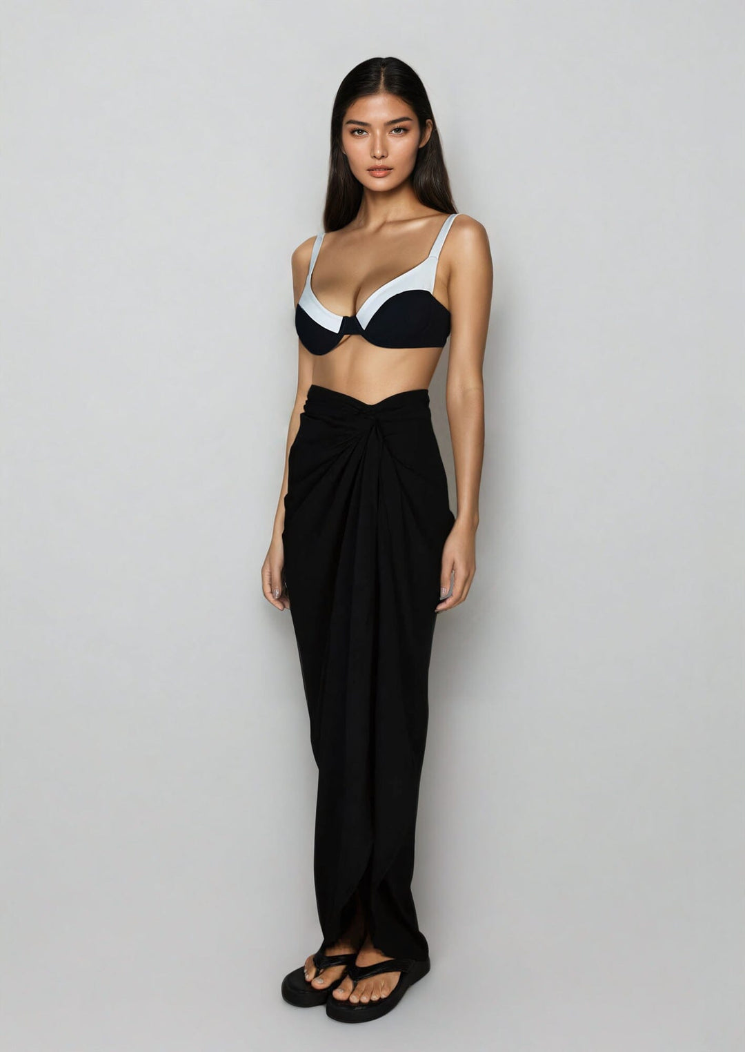 Long Sarong - Black Beachwear Naked Swimwear 