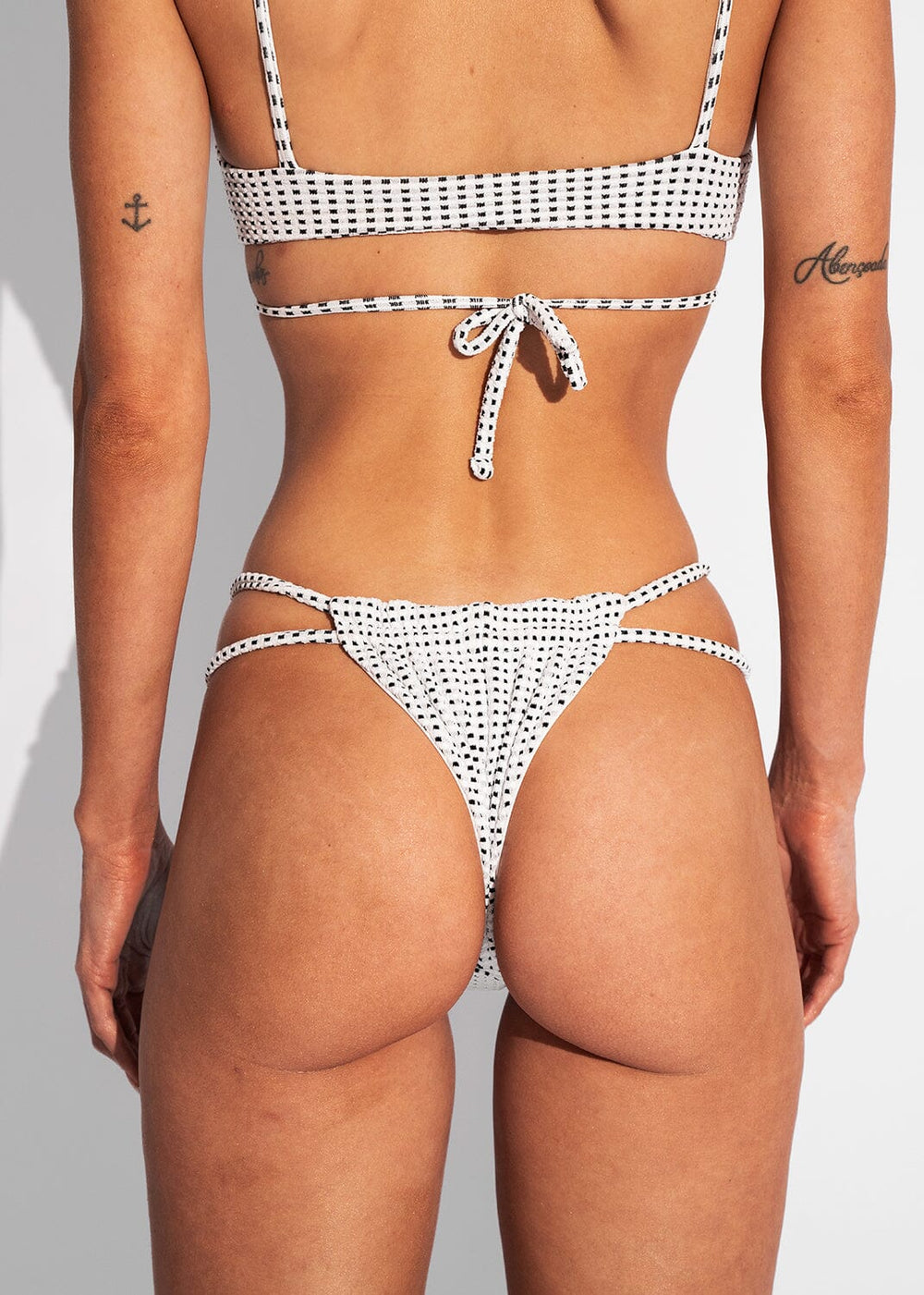 Ariel Bottom - White Vichy Bottom Naked Swimwear 