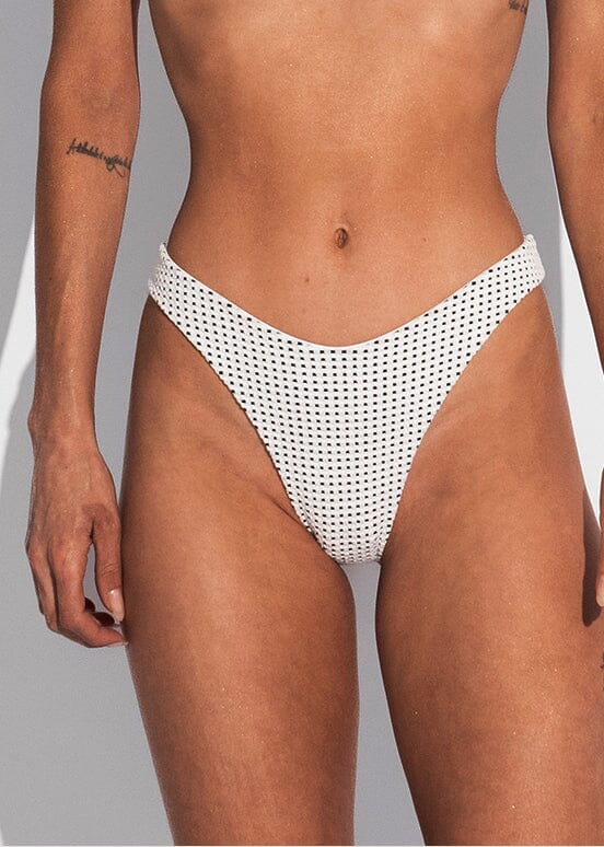 Brigitte Bottom - White Vichy Bottom Naked Swimwear 
