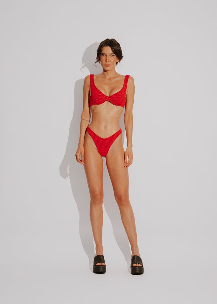 Brigitte Top - Red Vichy Naked Swimwear 