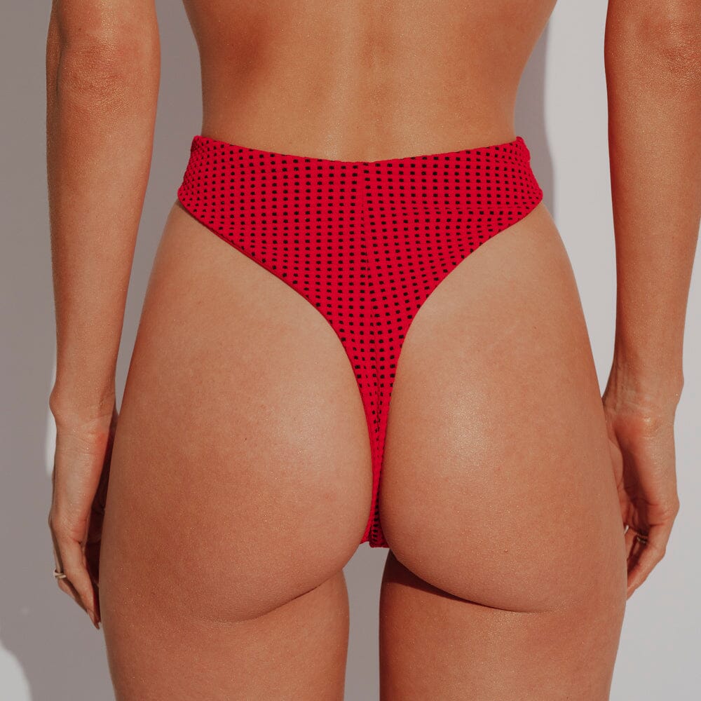 Calcinha Loren - Vichy Red Naked Swimwear PP Fio Dental 
