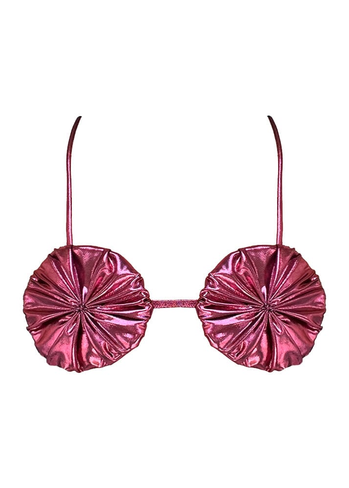 Estrella Top - Pink Metallic Top Naked Swimwear 