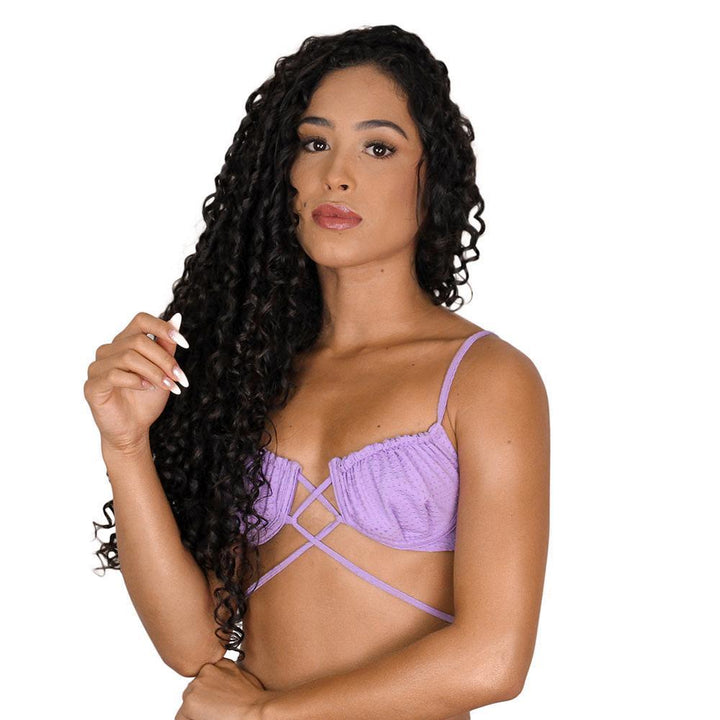 Lila Top - Lavender Dots Top Naked Swimwear 